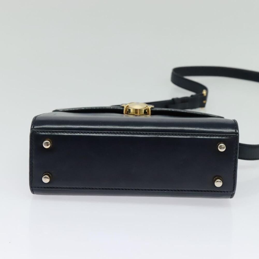 PRADA Shoulder Bag Leather Navy Gold - Picture 9 of 12